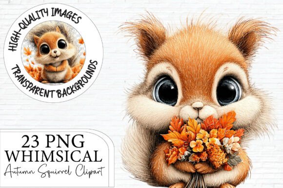 Download Whimsical Autumn Squirrel Clipart - Squirrel Collection
