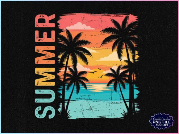 Download Retro Summer Sunset Beach PNG - Retro summer Collection