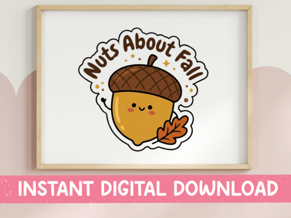 Download Nuts About Fall Acorn Sticker Design - Sticker design Collection