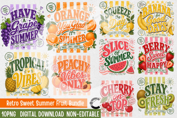 Download Retro Summer Vintage Fruit Bundle - Retro summer Collection