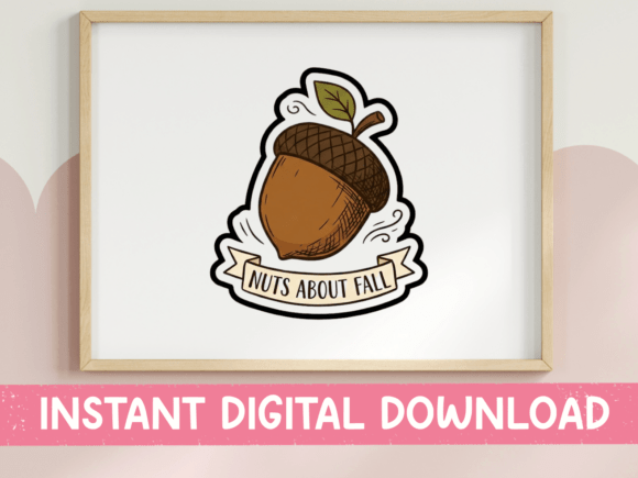 Download Nuts About Fall Acorn Sticker Design - Sticker design Collection