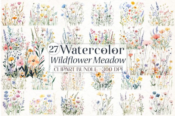 Download Wildflower Meadow Watercolor Clipart - Premium Resources