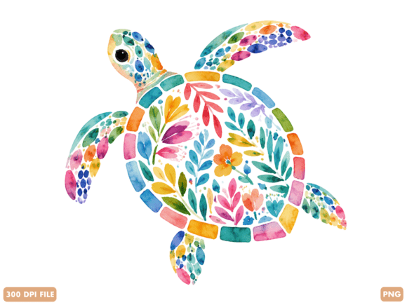 Download Floral Sea Turtle Watercolor PNG - Watercolor png Collection