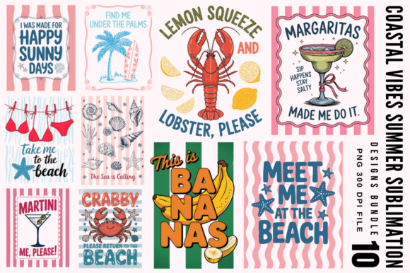 Download Coastal Vibes Summer Sublimation Designs - Sublimation design Collection