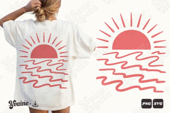 Download Retro Summer Sunset Ocean Waves SVG PNG - Retro summer Collection