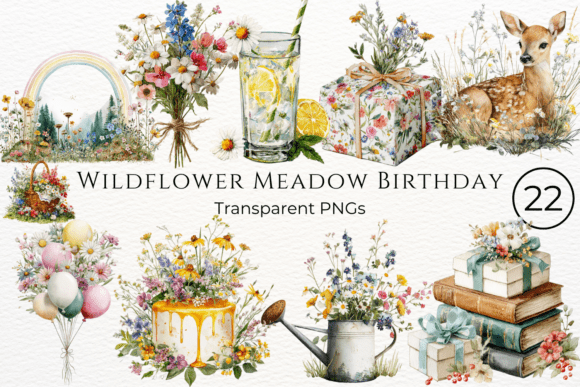 Download Wildflower Meadow Birthday Clipart - Wildflower meadow Collection