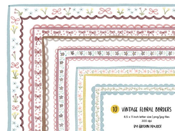 Download Vintage Floral Border Watercolor PNG - Watercolor png Collection