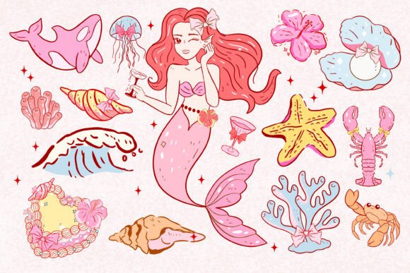 Download Retro Summer Mermaid PNG, Coquette Beach - Retro summer Collection
